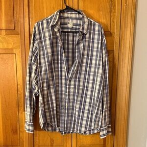J. Crew Factory Navy and White Plaid Casual Shirt